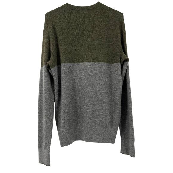 Rag & Bone Olive Green Gray Cashmere Sweater (M) Crew Neck Colorblock - Picture 1 of 5